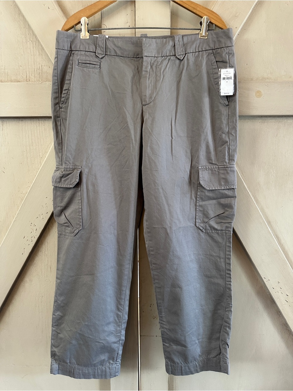 Gap Gray Cotton Cargo Pants Women’s Size 12 Straight Leg Utility NWT